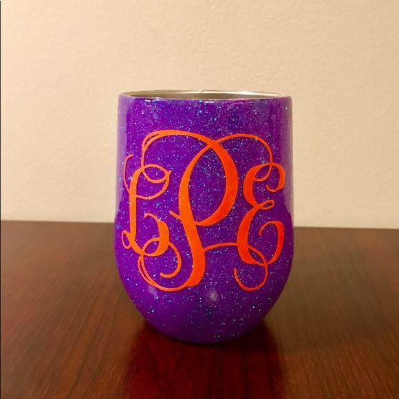 Monogrammed Insulated Glitter Wine Tumbler - Picture 1 of 2
